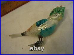Vintage Blown Glass Feather Christmas Tree Clip On Parrot Bird Ornament Parakeet
