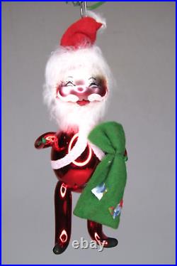 Vintage Blown Glass Mr SANTA w Sac Figurine Christmas Ornament De Carlini Italy