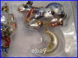 Vintage Blown Glass Ornaments Humpty Dumpty & The Cow Jumped Over The Moon