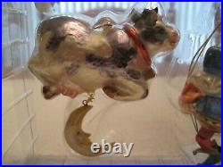 Vintage Blown Glass Ornaments Humpty Dumpty & The Cow Jumped Over The Moon