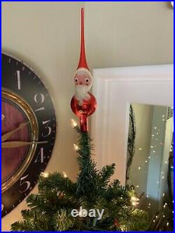 Vintage Blown Glass Santa Claus Tree Topper Finial Ornament Italy De Carlini