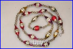 Vintage Blown Glass Striped Beads 40 Garland Christmas Ornament Japan