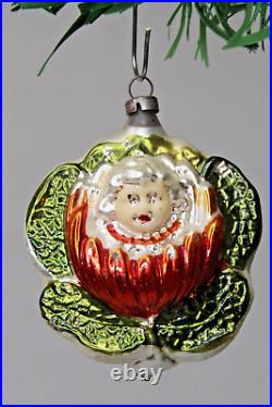 Vintage Blown Glass Water Lily Fairy Thumbelina GIRL Christmas Ornament Germany