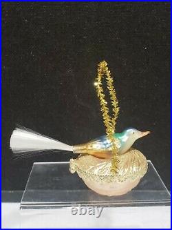 Vintage Blumchen Germany Glass Bird Nest Christmas Ornament