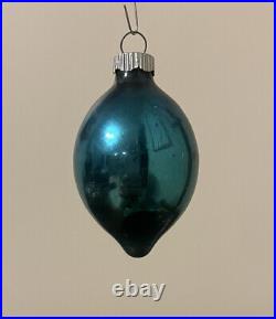 Vintage Box Of 11 Shiny Brite 2.25 Glass Glitter Stenciled Christmas Ornaments