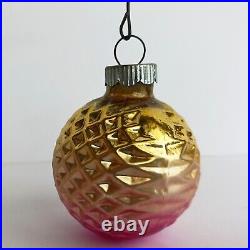 Vintage Bx Shiny Brite Glass Christmas Tree Ornaments Feathered Waffle Golf Ball