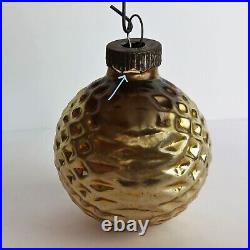 Vintage Bx Shiny Brite Glass Christmas Tree Ornaments Feathered Waffle Golf Ball
