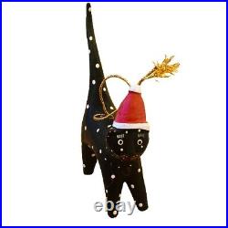 Vintage CAT Christmas Tree Ornaments 6 Wooden Kitties 1 Blown Glass 1 Metal Star