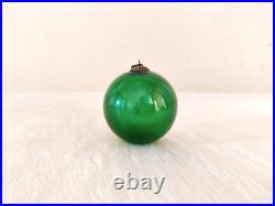 Vintage Cadmium Green Glass 2.75 Heavy German Kugel Christmas Ornament KU71