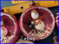 Vintage Christmas Blown Glass Indent Diorama BALL TEARDROP Ornaments Japan Lot 7