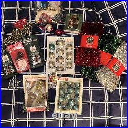 Vintage Christmas Bundle. Glass Ornaments In The Box & Without, Different Garlan