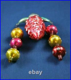 Vintage Christmas Fantasy Ornament Glass Pine Cone Arm Chandelier Polka Dot Ball