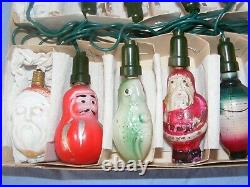 Vintage Christmas Figural Tree Decoration Lights Bulbs Glass Bulbs Working