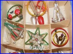 Vintage Christmas Glass Tree Ornament Baubles Antique Beaded Wire Plastic OLD