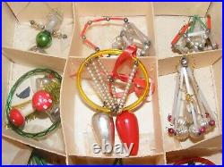 Vintage Christmas Glass Tree Ornament Baubles Antique Beaded Wire Plastic OLD