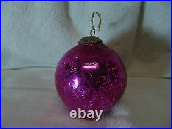 Vintage Christmas Kugel Large Ornament Pink Crackle Germany
