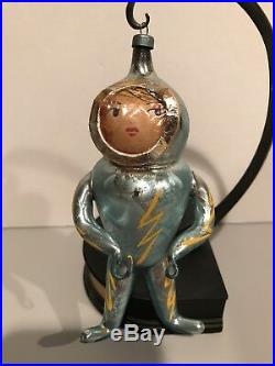 Vintage Christmas Ornament Astronaut Girl Mercury Glass Extremely Rare