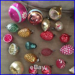 Vintage Christmas Ornaments Mercury Glass Indent Basket Pinecone Grape Lot of 49