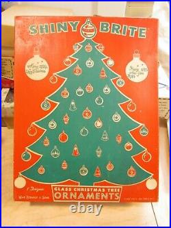 Vintage Christmas Shiny Brite Glass Ornaments DBL Indents Silent Night Stencils