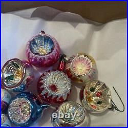 Vintage Christmas Small Concaved Mercury Blown Glass Hanging Decorations X12