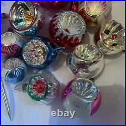 Vintage Christmas Small Concaved Mercury Blown Glass Hanging Decorations X12