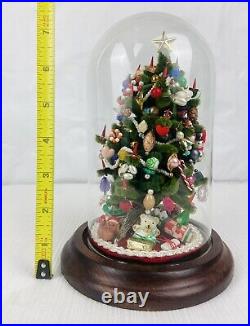 Vintage Christmas Tree Bumpy Chenille Glass Cloaked Dome 7.5 Heavily Decorated