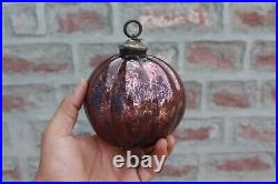 Vintage Christmas Tree Decorative Muskmelon Glass Ball with Brass Cap