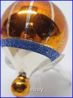 Vintage Christmas Tree Ornament Mercury Blown Glass Ball Hot Air Balloon Mica 4