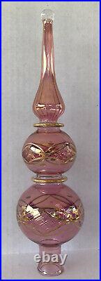 Vintage Christmas Tree Topper Ornament Final Cranberry Glass Gold Paint 11 1/2