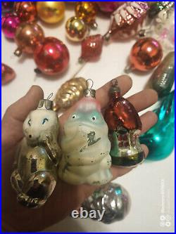 Vintage Christmas tree ornaments made of USSR glass 120 pieces! Big mix +bonus