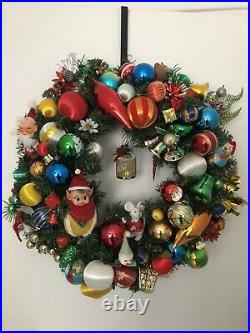 Vintage Christmas wreath retro collectible baubles ornament elf mercury glass