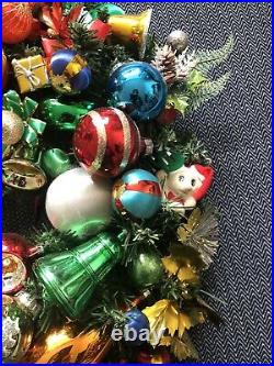 Vintage Christmas wreath retro collectible baubles ornament elf mercury glass
