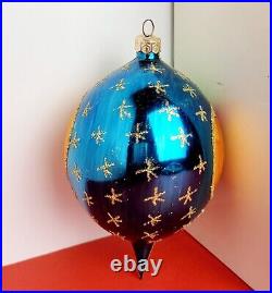 Vintage Christopher Radko 7 Sun Moon Christmas Ornament Celestial Teardrop RARE