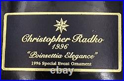 Vintage Christopher Radko Poinsettia Elegance 1996 Ornament boxed Estate Ball