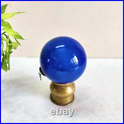 Vintage Cobalt Blue Glass 4.25 German Kugel Christmas Ornament 5 Leaf Cap KU11