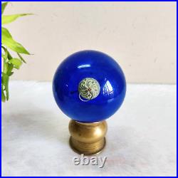 Vintage Cobalt Blue Glass 4.25 German Kugel Christmas Ornament 5 Leaf Cap KU11