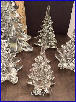 Vintage Crystal & Glass Christmas Trees Pine Trees Set Of 5 Holiday Decor 5-9T