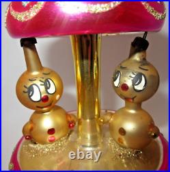 Vintage De Carlini Carousel with 2 Passengers Christmas Ornament Italy Rare
