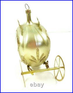 Vintage De Carlini Gold Glass Cinderella Carriage Italy Christmas Ornament mnd