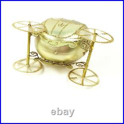 Vintage De Carlini Gold Glass Cinderella Carriage Italy Christmas Ornament mnd