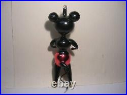 Vintage De Carlini Mickey Mouse Blown Glass Christmas Ornament