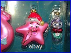 Vintage Disney Little Mermaid Ariel & Friends Blown Glass Ornament Rare Set of 6