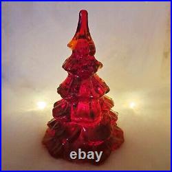 Vintage Fenton Art Glass Ruby Red Amberina Cadmium GLOWS Christmas Tree 6 HTF