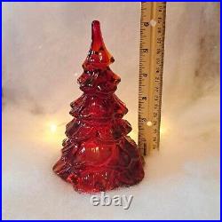 Vintage Fenton Art Glass Ruby Red Amberina Cadmium GLOWS Christmas Tree 6 HTF