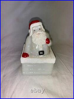 Vintage Fenton Art Glass Santa Claus Chimney Christmas Luster Milk Glass Signed