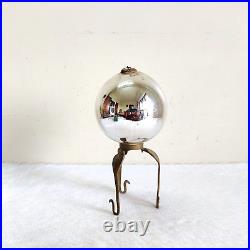 Vintage German 5 Kugel Silver Round Christmas Ornament Original Collectible 82