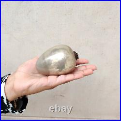 Vintage German Kugel 3.25 Silver Oval Egg Shape Christmas Ornament Collectible