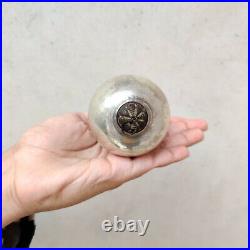Vintage German Kugel 3.25 Silver Oval Egg Shape Christmas Ornament Collectible