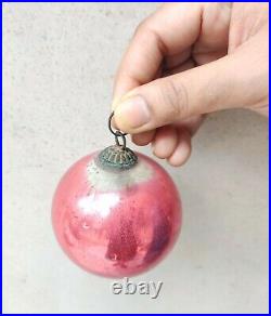 Vintage German Kugel Pink Christmas Ornament Heavy Glass 2.75 Decorative Kugel