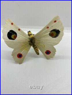 Vintage German Moth Butterfly Spun Glass Wings feather Tree Ornament